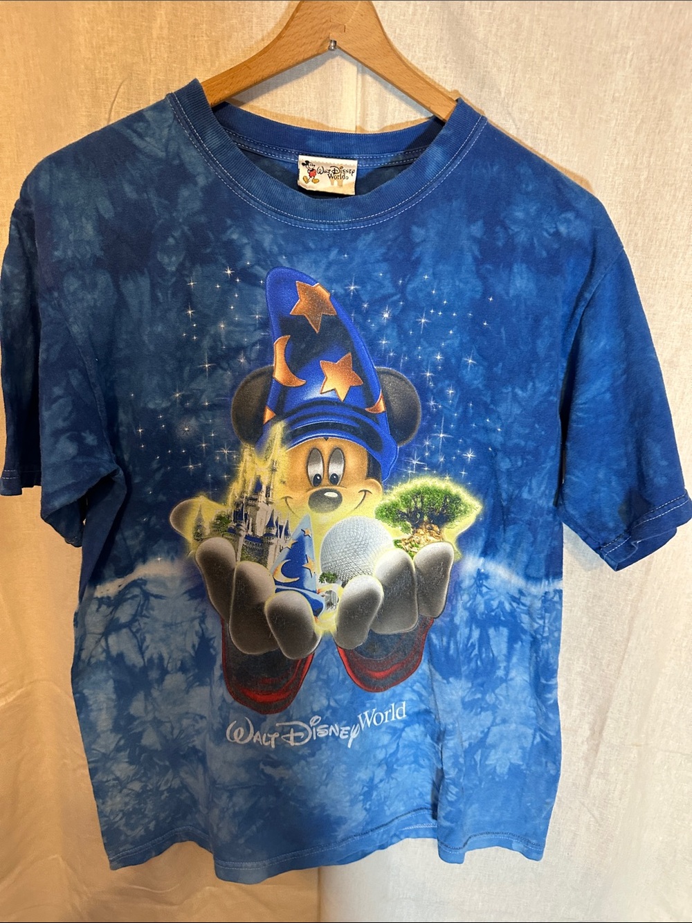 Disney Blue Tie-Dye Mickey Sorcerer Graphic Tee